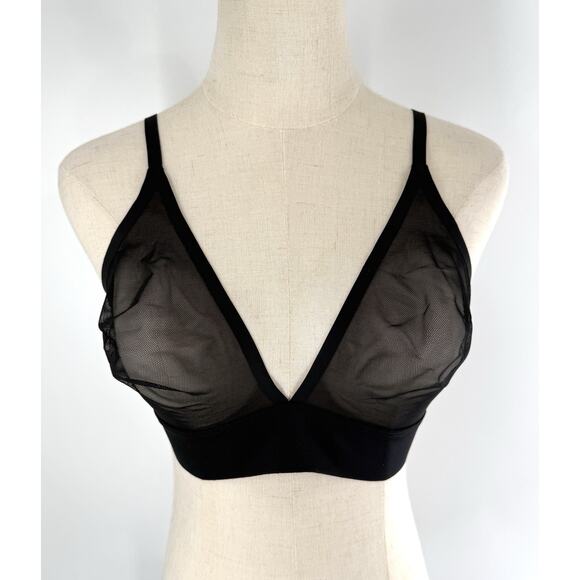 Soma Mesh Triangle Soft Bra Large Black New Lingerie Vintage Shape Cup Sheer - Picture 1 of 6